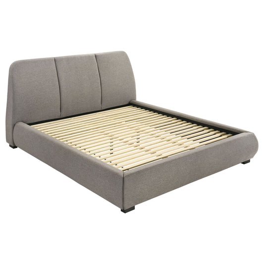 Lit plateforme king-size rembourré Mokena de 46 pouces, couleur taupe