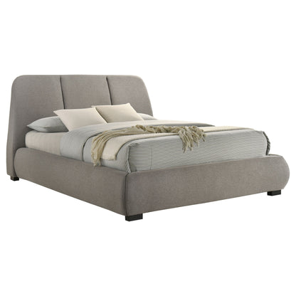 Lit plateforme queen rembourré Mokena de 46 pouces, couleur taupe