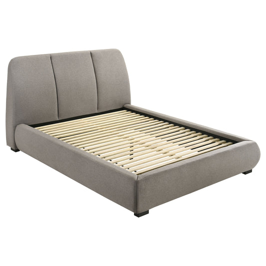Lit plateforme queen rembourré Mokena de 46 pouces, couleur taupe