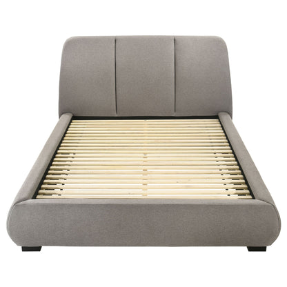 Lit plateforme queen rembourré Mokena de 46 pouces, couleur taupe