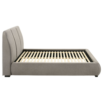 Lit plateforme queen rembourré Mokena de 46 pouces, couleur taupe