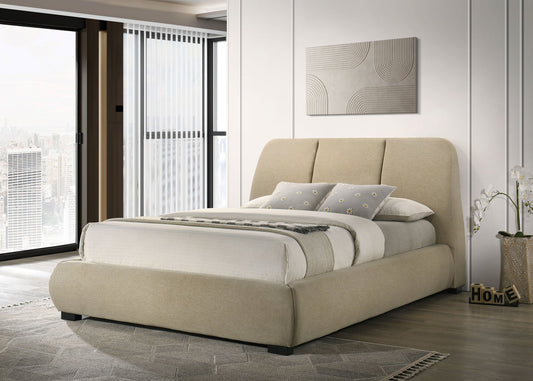 Lit plateforme king size rembourré Mokena de 46 pouces, marron