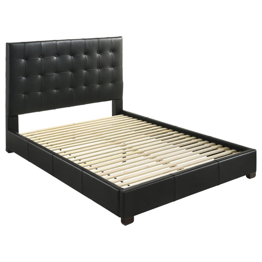 Lit plateforme Medley en cuir véritable noir style oriental King
