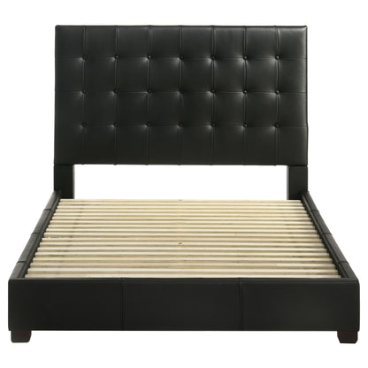 Lit plateforme Medley en cuir véritable noir style oriental King