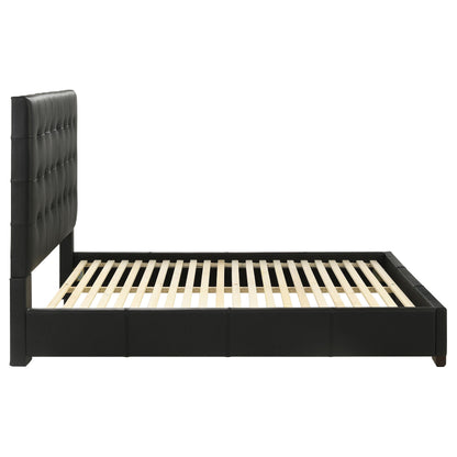 Lit plateforme Queen en cuir véritable Medley noir