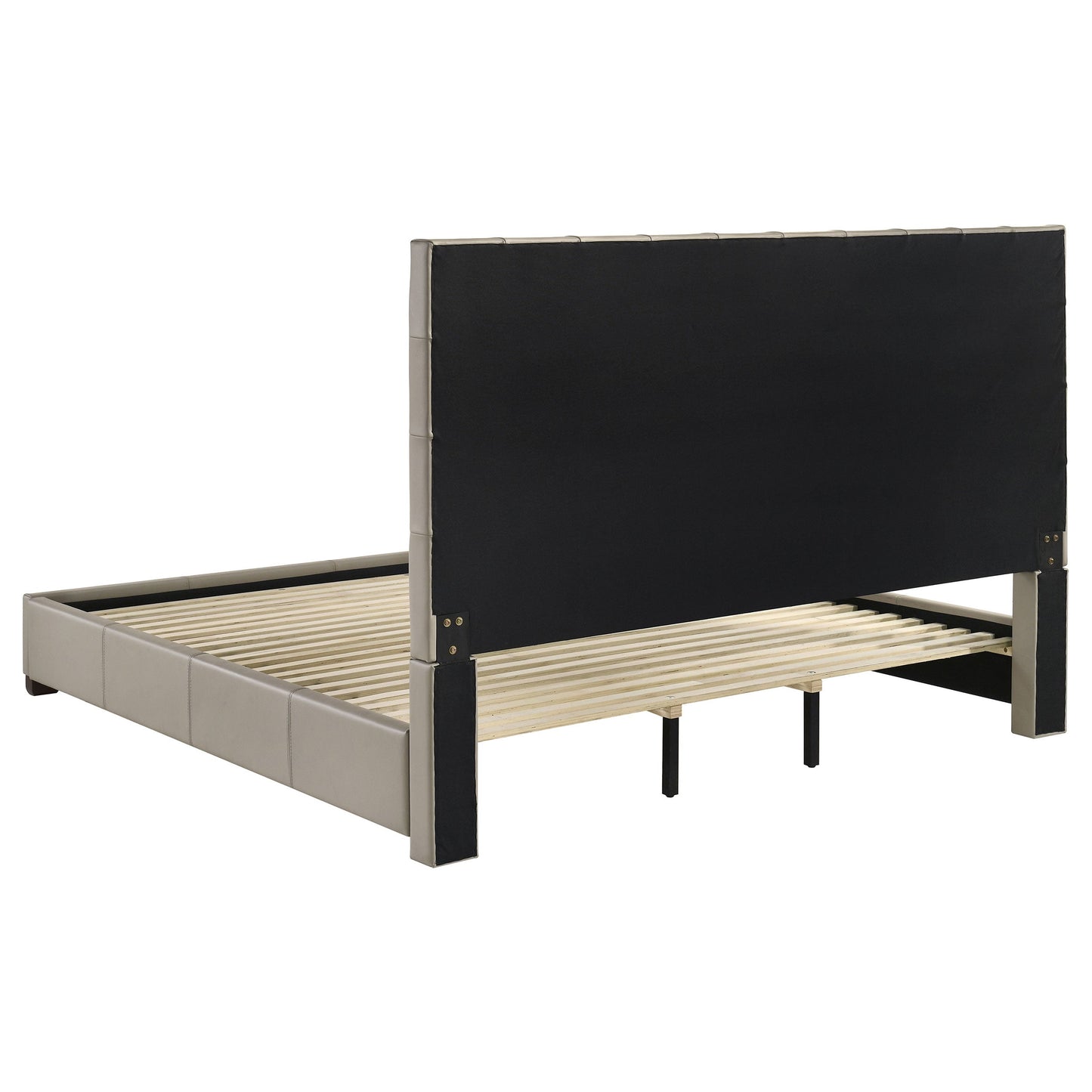 Lit plateforme Medley en cuir véritable style oriental, couleur beige