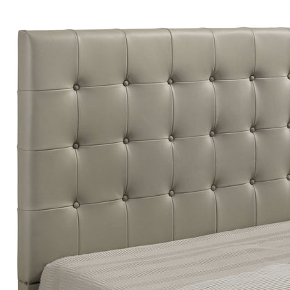 Lit plateforme Medley en cuir véritable style oriental, couleur beige
