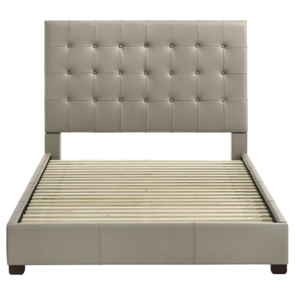 Lit plateforme Queen en cuir véritable Medley, beige
