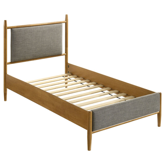 Lit plateforme Mason 46 pouces à panneaux simples, gris et marron clair