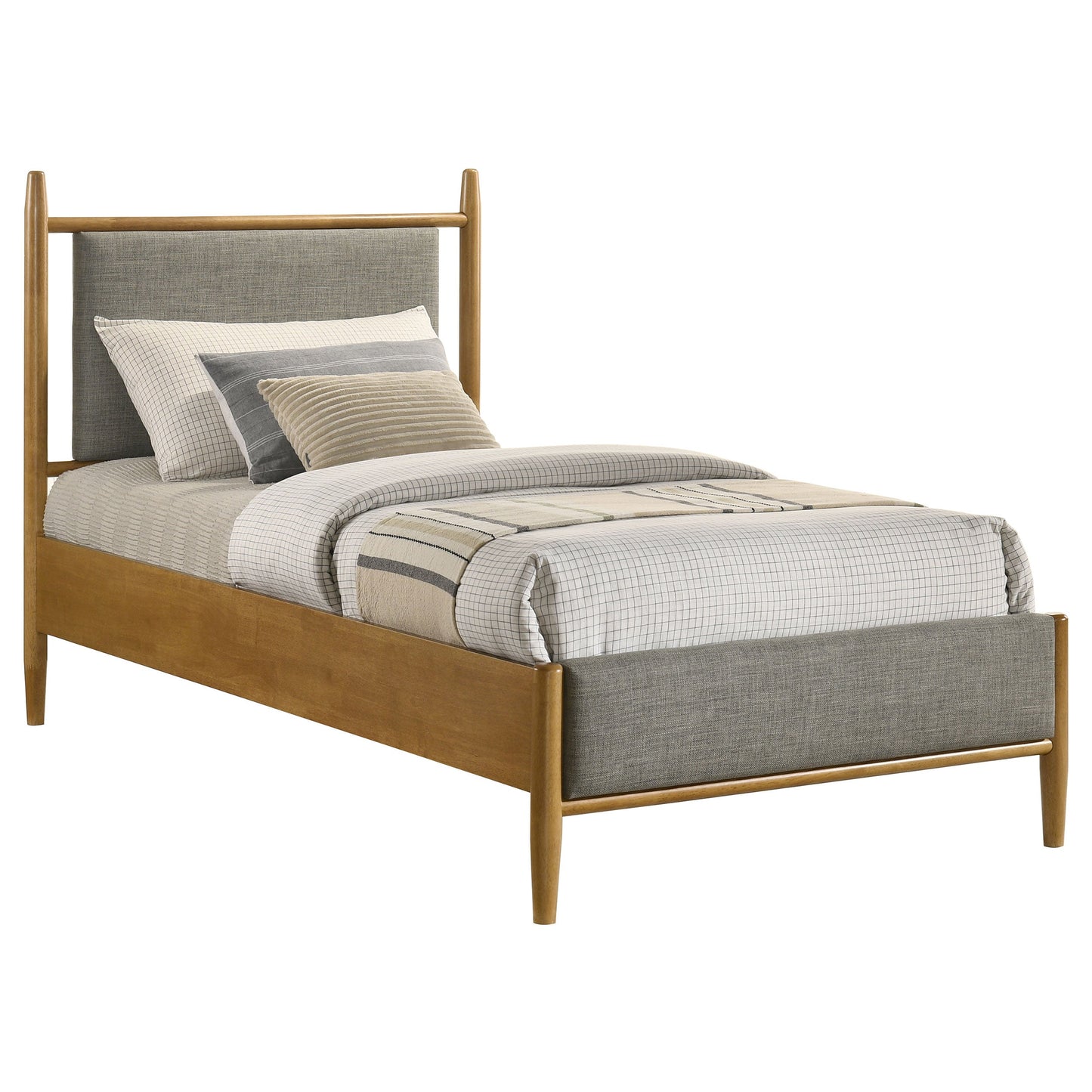 Lit plateforme Mason 46 pouces à panneaux simples, gris et marron clair