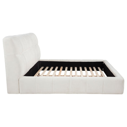 Lit plateforme King Eastern rembourré Nollet de 48 pouces, couleur crème