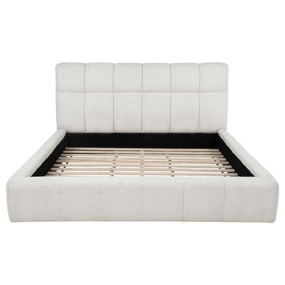 Lit plateforme King Eastern rembourré Nollet de 48 pouces, couleur crème