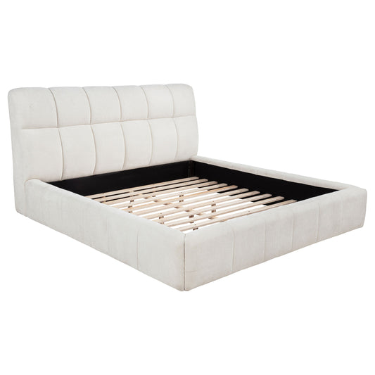 Lit plateforme rembourré Nollet de 48 pouces, couleur crème