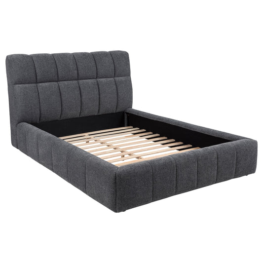 Lit plateforme King size rembourré Nollet de 48 pouces, gris