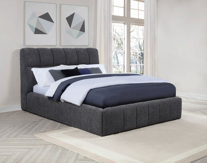 Lit plateforme King size rembourré Nollet de 48 pouces, gris