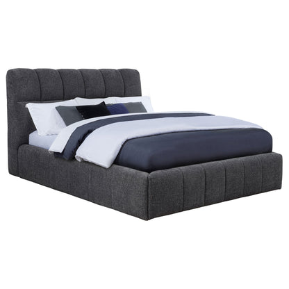Lit plateforme King size rembourré Nollet de 48 pouces, gris