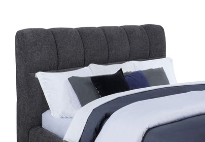 Lit plateforme King size rembourré Nollet de 48 pouces, gris