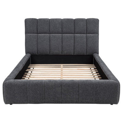 Lit plateforme King size rembourré Nollet de 48 pouces, gris