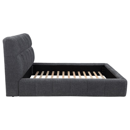 Lit plateforme King size rembourré Nollet de 48 pouces, gris