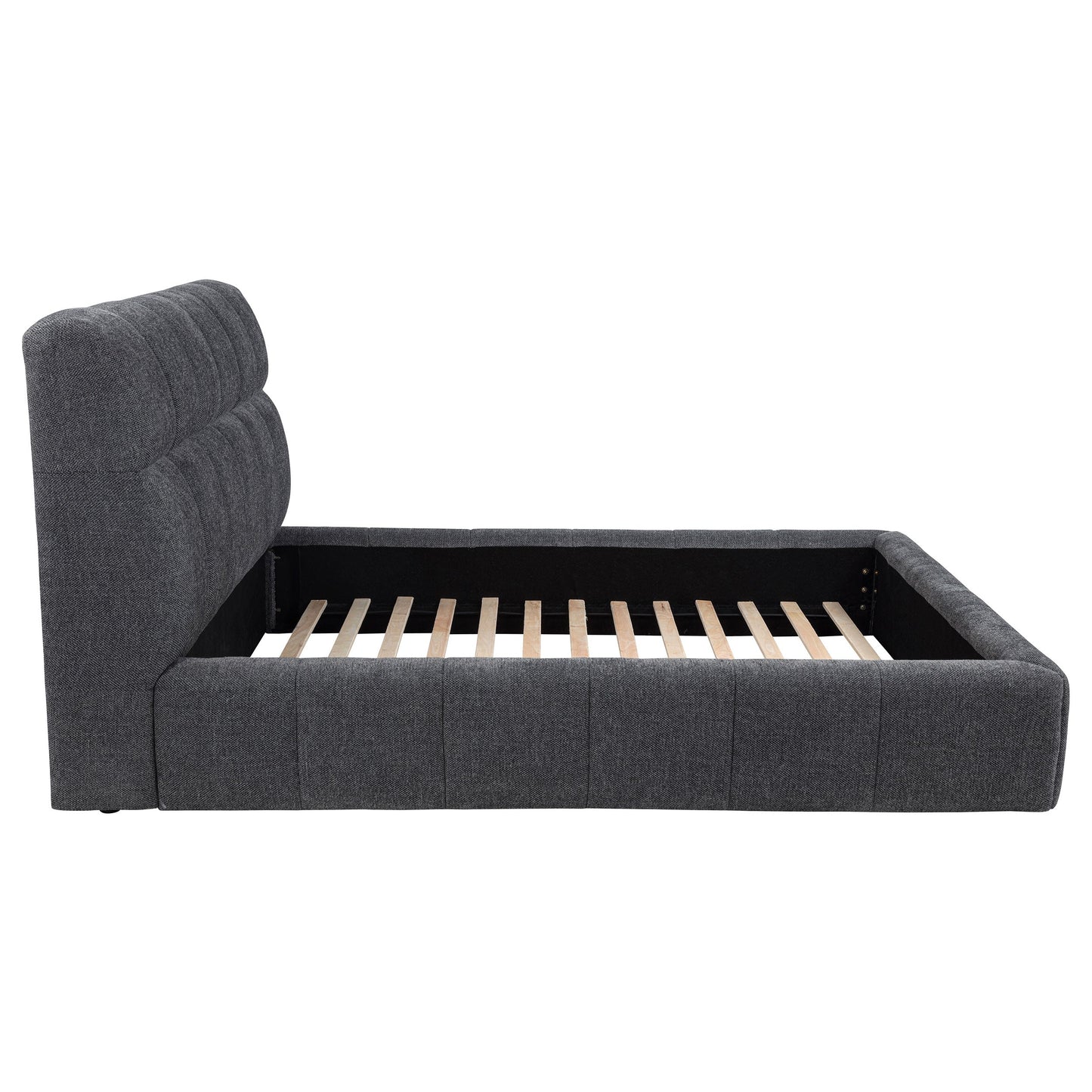 Lit plateforme rembourré Nollet 48 pouces California King gris