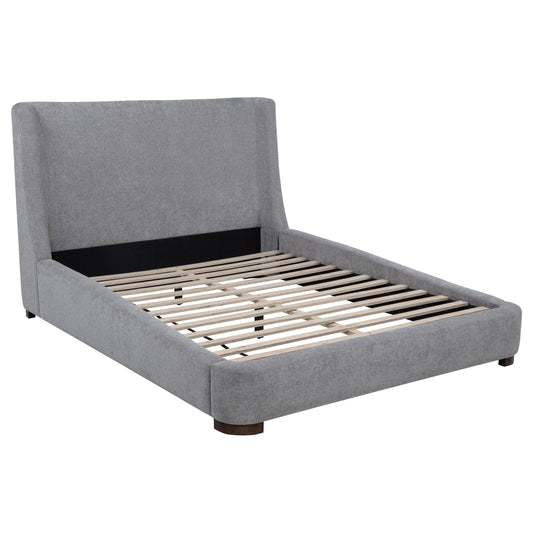 Lit plateforme capitonné Rennes, style king-size oriental, gris