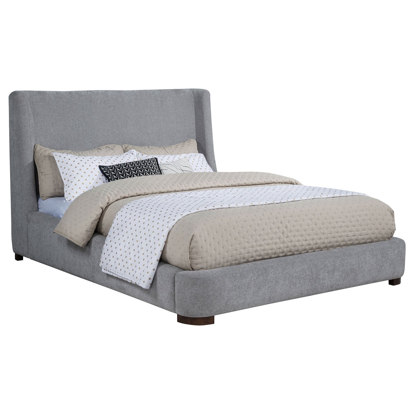 Lit plateforme capitonné Rennes, style king-size oriental, gris