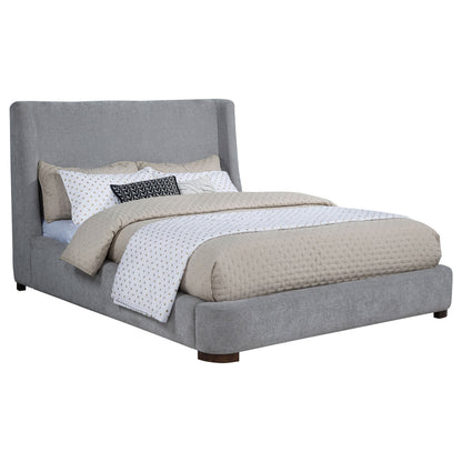 Lit plateforme capitonné Rennes, style king-size oriental, gris