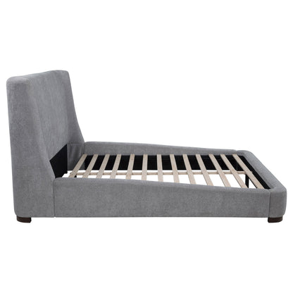 Lit plateforme capitonné Rennes, style king-size oriental, gris