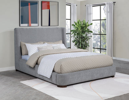 Lit plateforme capitonné Rennes, style king-size oriental, gris