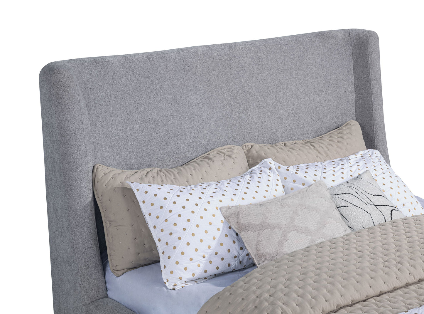 Lit plateforme capitonné Rennes, style king-size oriental, gris