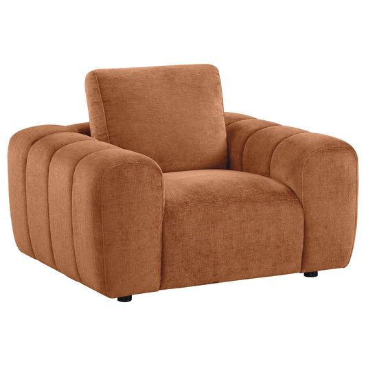 Fauteuil d'appoint rembourré en chenille Burnett, orange brûlé