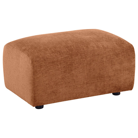 Pouf rembourré en chenille Burnett orange brûlé