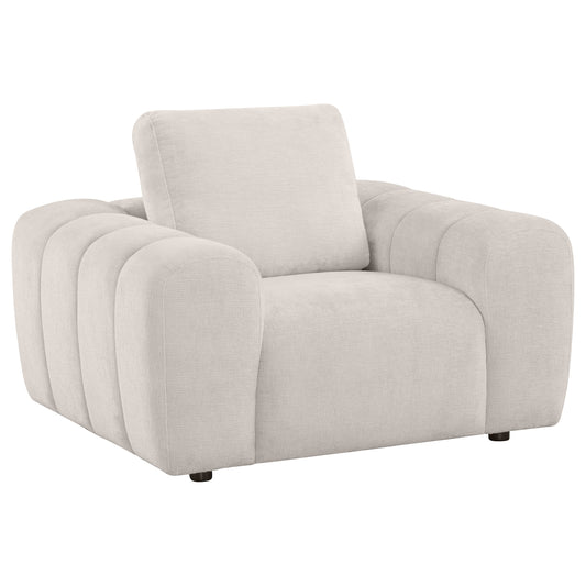 Fauteuil d'appoint rembourré en chenille Burnett ivoire