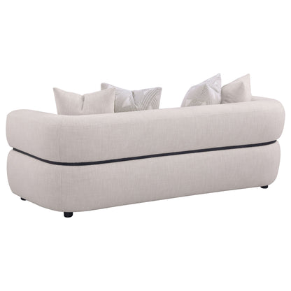 Canapé Jeanette 84 pouces en tissu beige à accoudoirs ronds