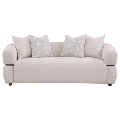 Canapé Jeanette 84 pouces en tissu beige à accoudoirs ronds
