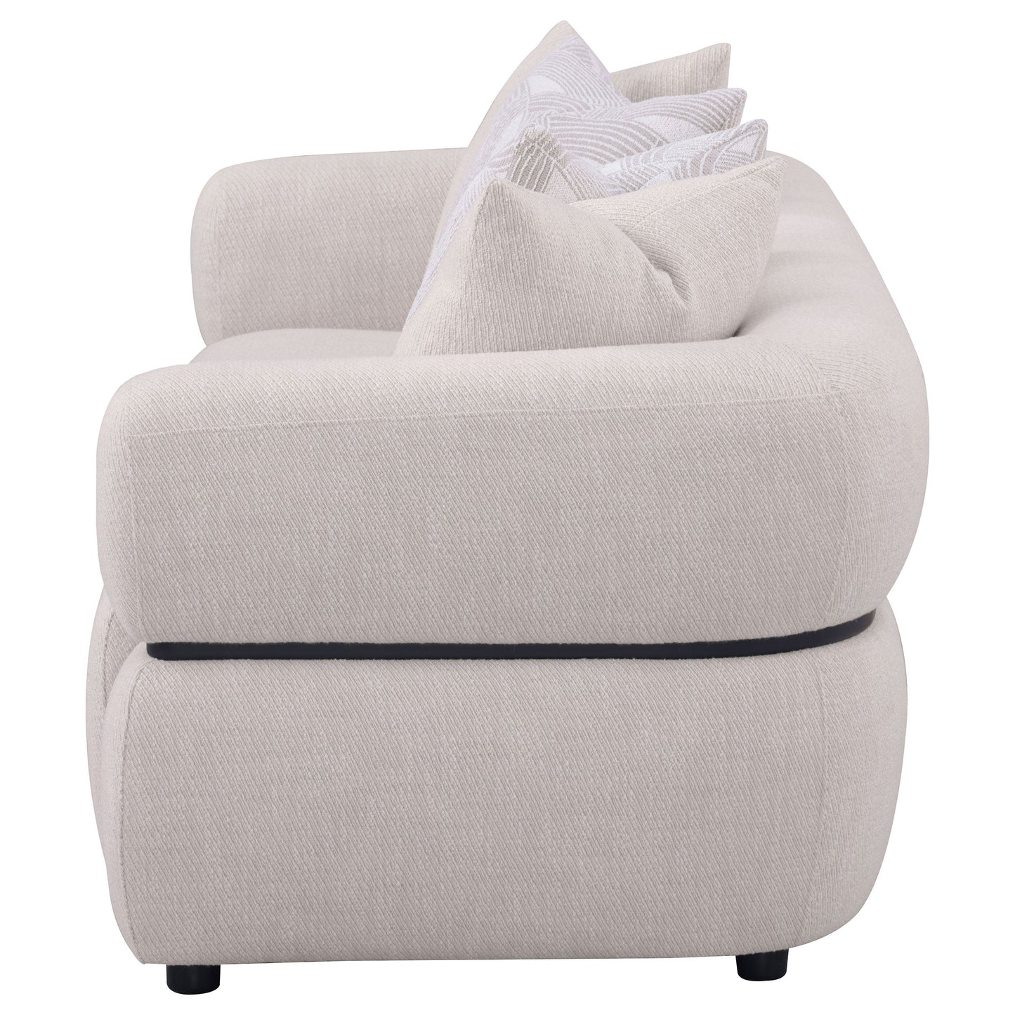 Canapé Jeanette 84 pouces en tissu beige à accoudoirs ronds