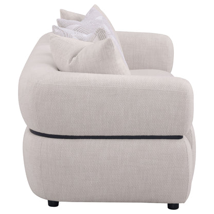 Canapé Jeanette 84 pouces en tissu beige à accoudoirs ronds