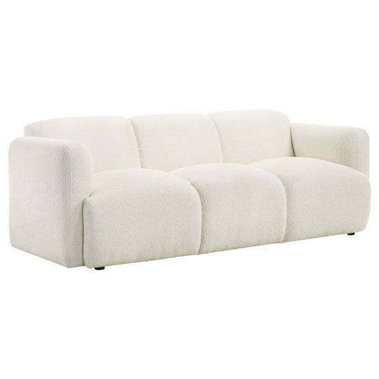 Canapé à accoudoirs ronds rembourré en tissu Dorset blanc