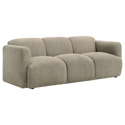 Canapé à accoudoirs ronds rembourré en tissu Dorset marron