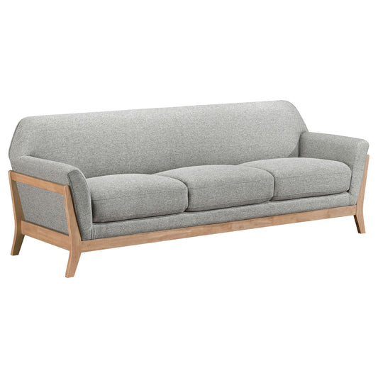 Canapé à accoudoirs évasés rembourré en tissu Vaughn, gris