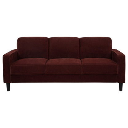 Canapé Ruth 77 pouces avec accoudoirs droits et rembourré en tissu rouge rouille