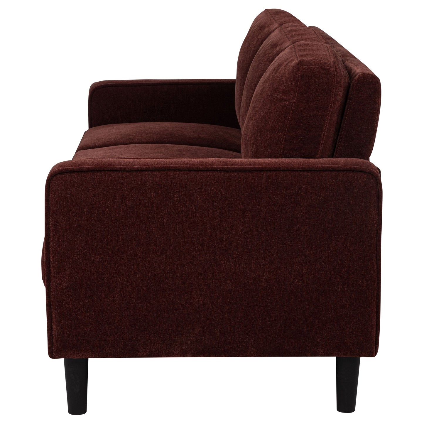 Canapé Ruth 77 pouces avec accoudoirs droits et rembourré en tissu rouge rouille