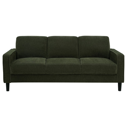 Canapé Ruth 77 pouces avec accoudoirs droits et rembourré en tissu vert matcha