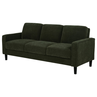 Canapé Ruth 77 pouces avec accoudoirs droits et rembourré en tissu vert matcha