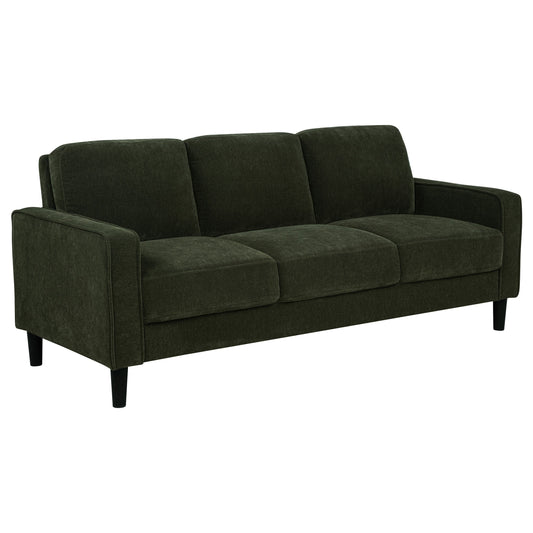 Canapé Ruth 77 pouces avec accoudoirs droits et rembourré en tissu vert matcha
