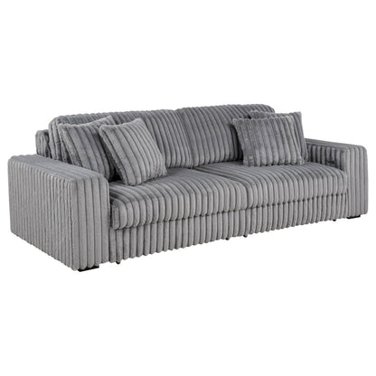 Canapé méridienne double électrique rembourré en velours côtelé Jacana, gris