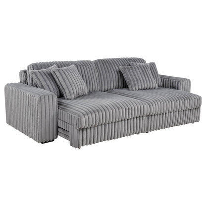 Canapé méridienne double électrique rembourré en velours côtelé Jacana, gris