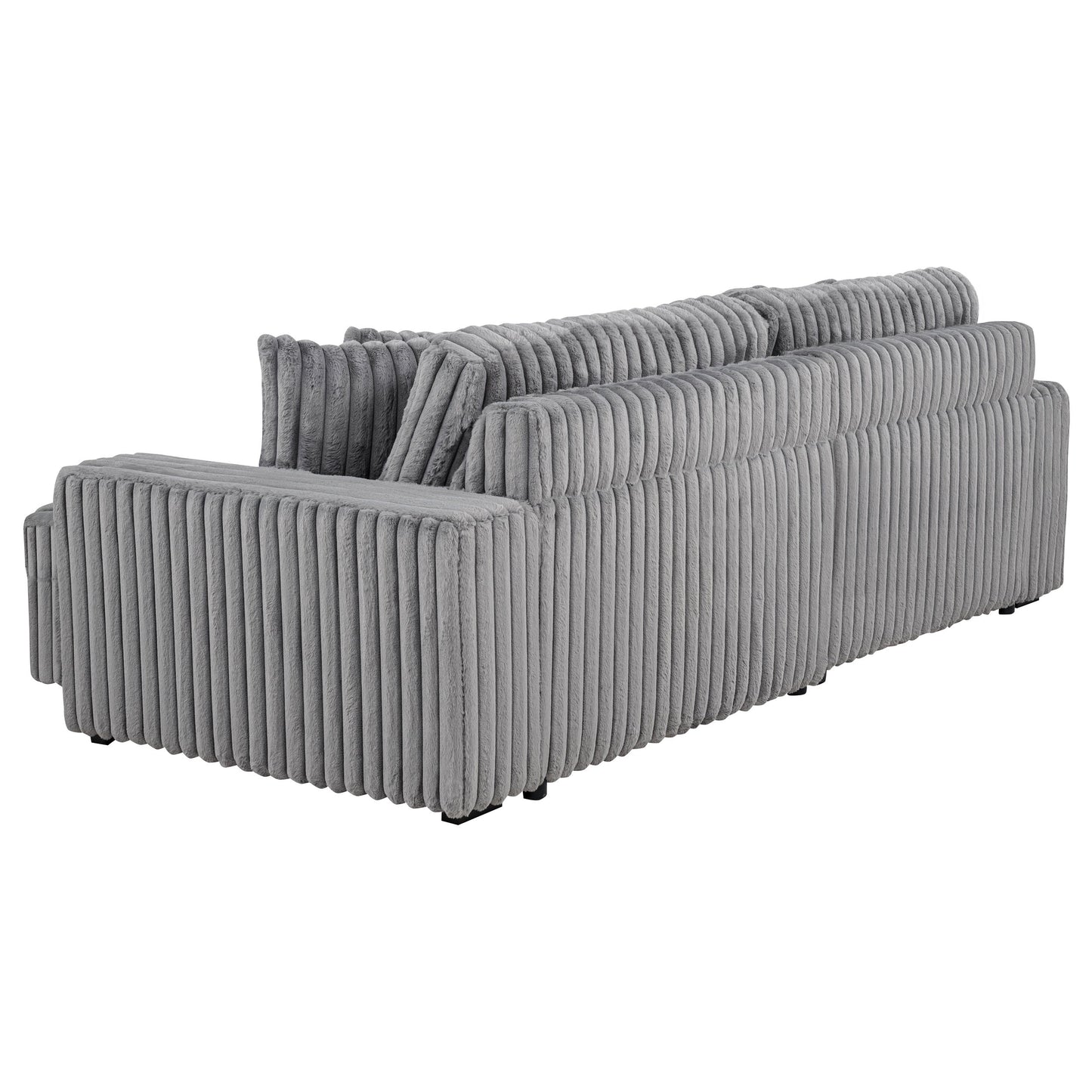 Canapé méridienne double électrique rembourré en velours côtelé Jacana, gris
