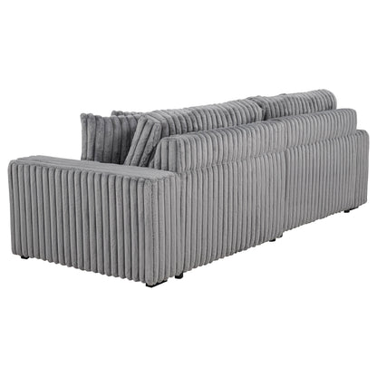 Canapé méridienne double électrique rembourré en velours côtelé Jacana, gris