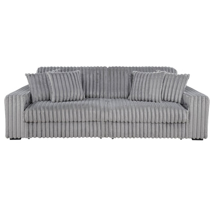 Canapé méridienne double électrique rembourré en velours côtelé Jacana, gris